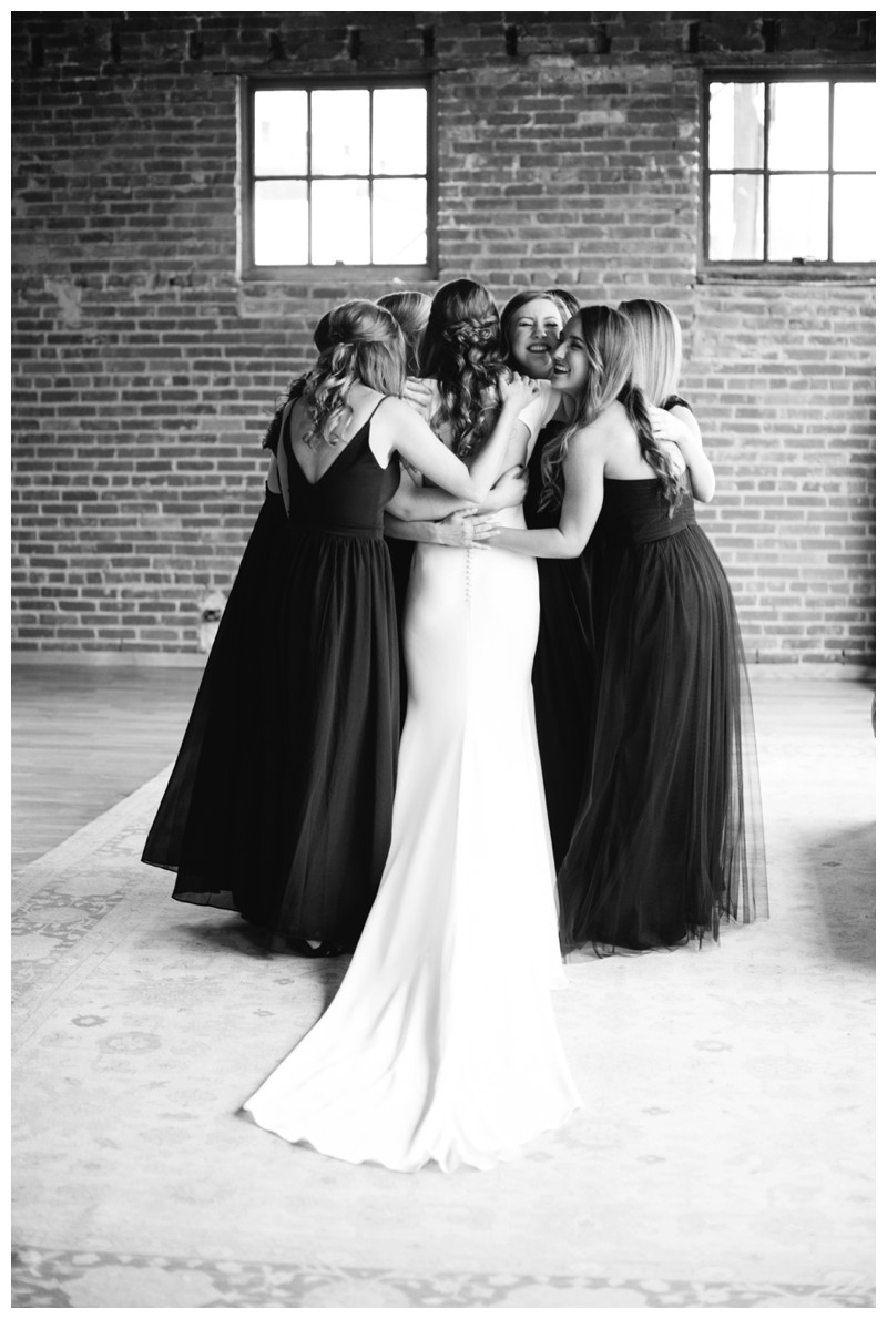 black and white photography of bride and bridesmaids at the standard, knoxville tn