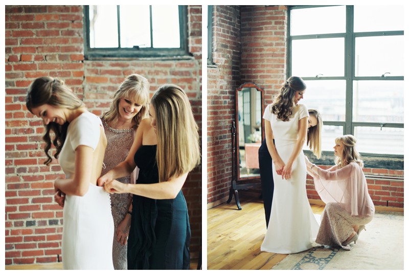 family helping bride getting ready at the standard knoxville