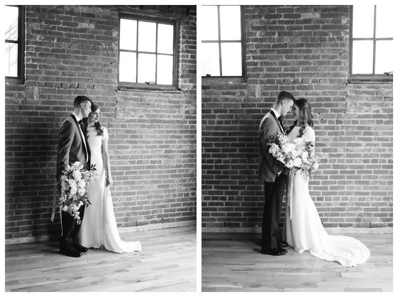 bride and groom portraits at the standard knoxville tn, black and white knoxville wedding photography