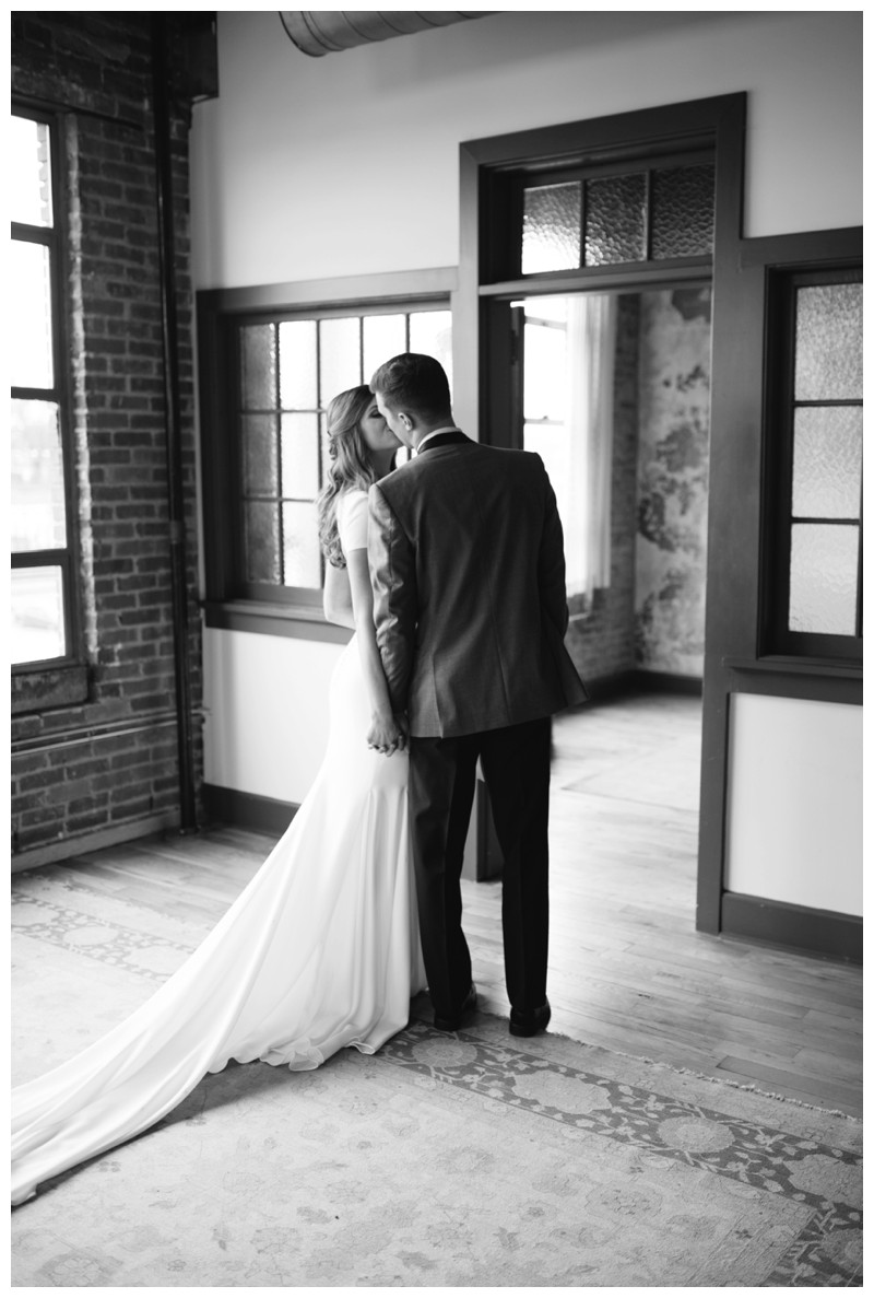 bride and groom portrait at the standard knoxville tn, black and white knoxville wedding photography