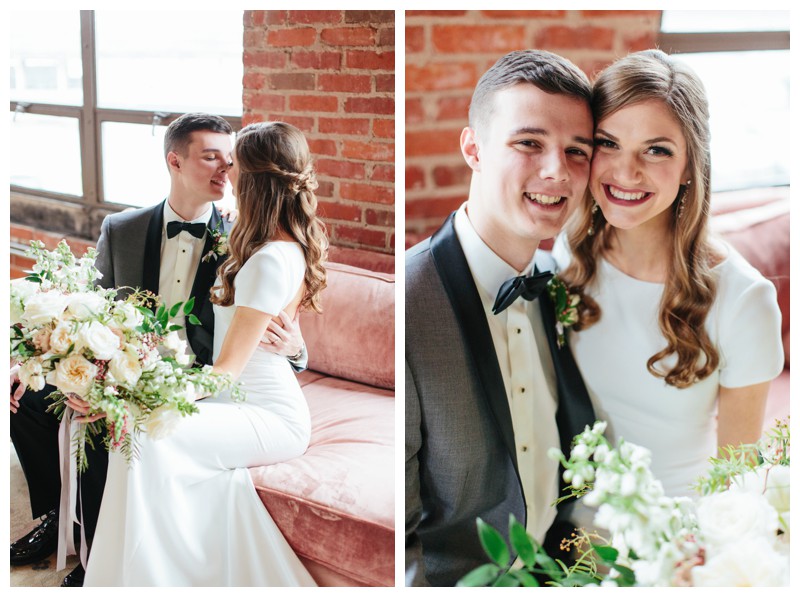 bride and groom portrait winter wedding at the standard knoxville tn