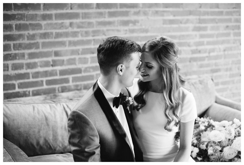 bride and groom portrait at the standard knoxville tn, black and white knoxville wedding photography