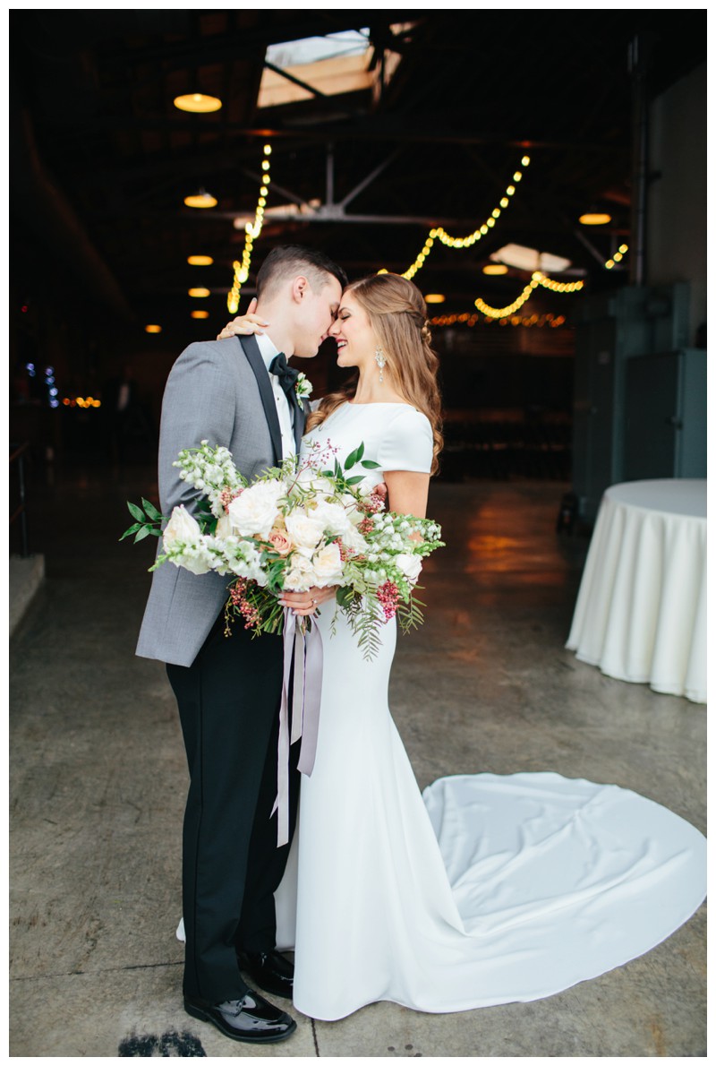 bride and groom winter wedding at the standard knoxville tn