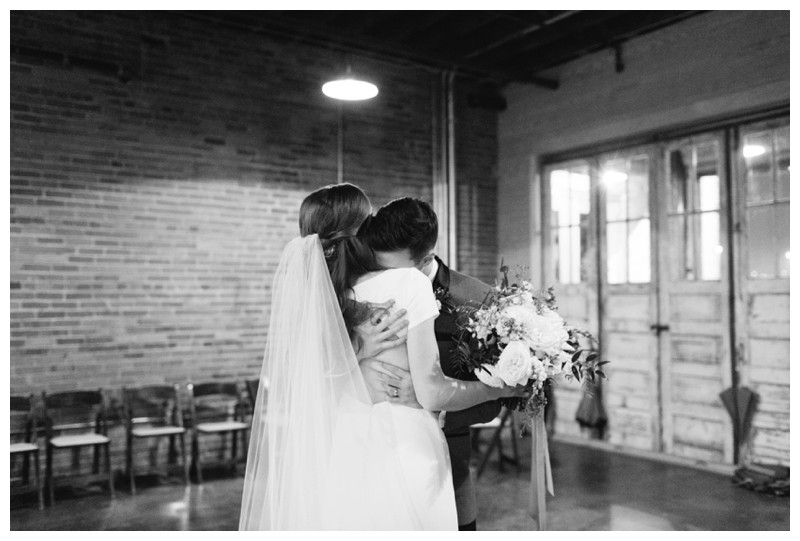 bride and groom embrace after ceremony at the standard knoxville tn