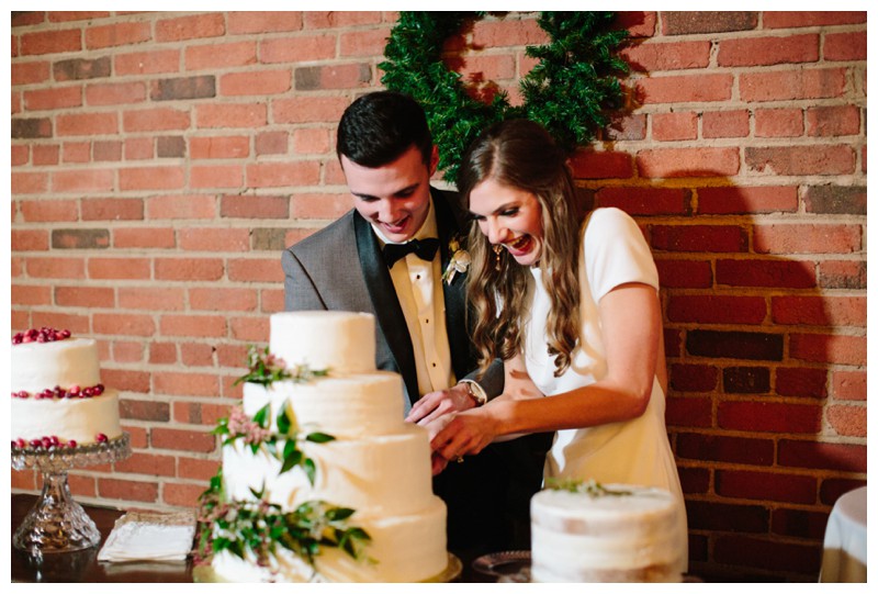 bride and groom cut the wedding cake at the standard knoxville tn