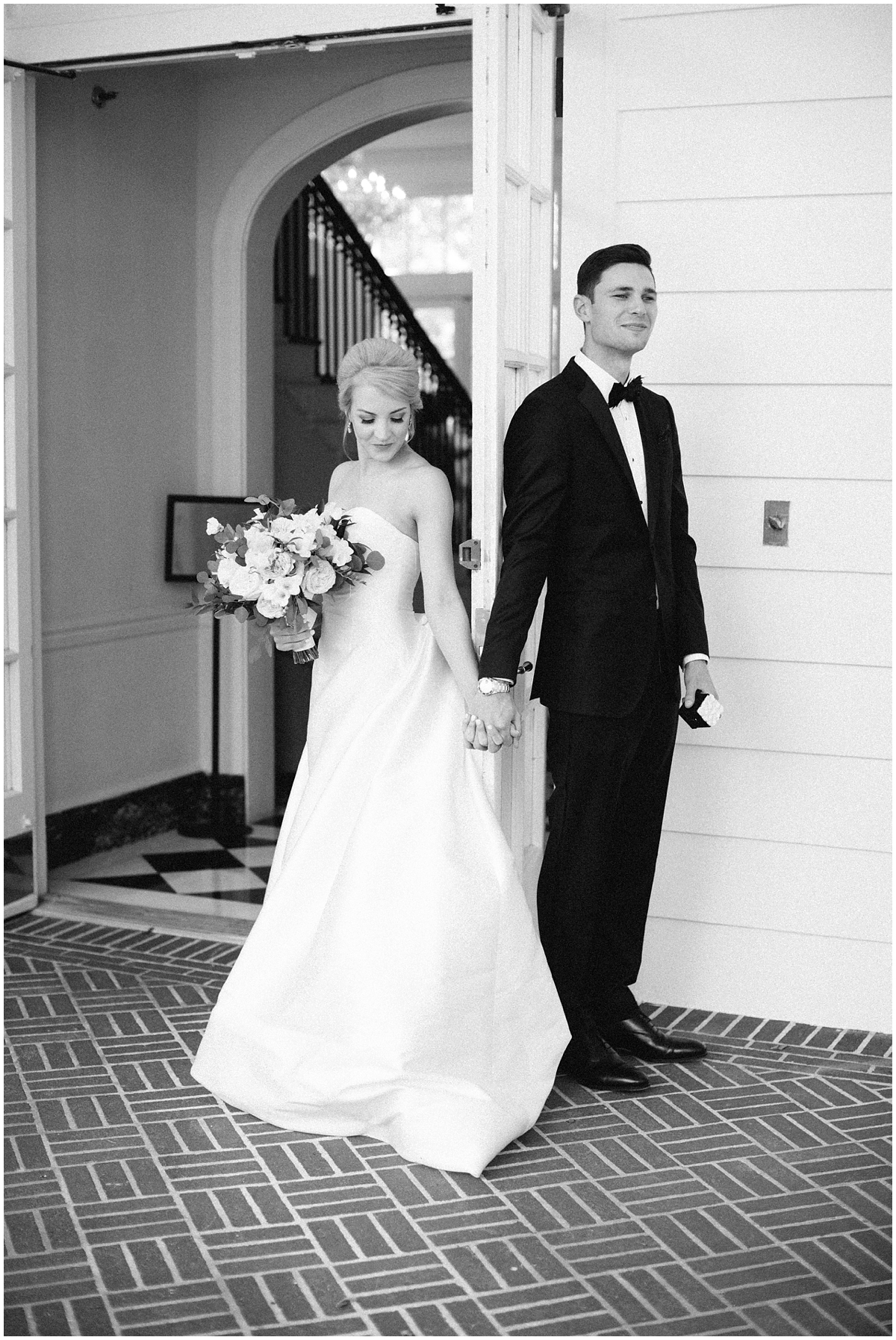 black and white photography bride and groom Duke Mansion Wedding in Charlotte NC