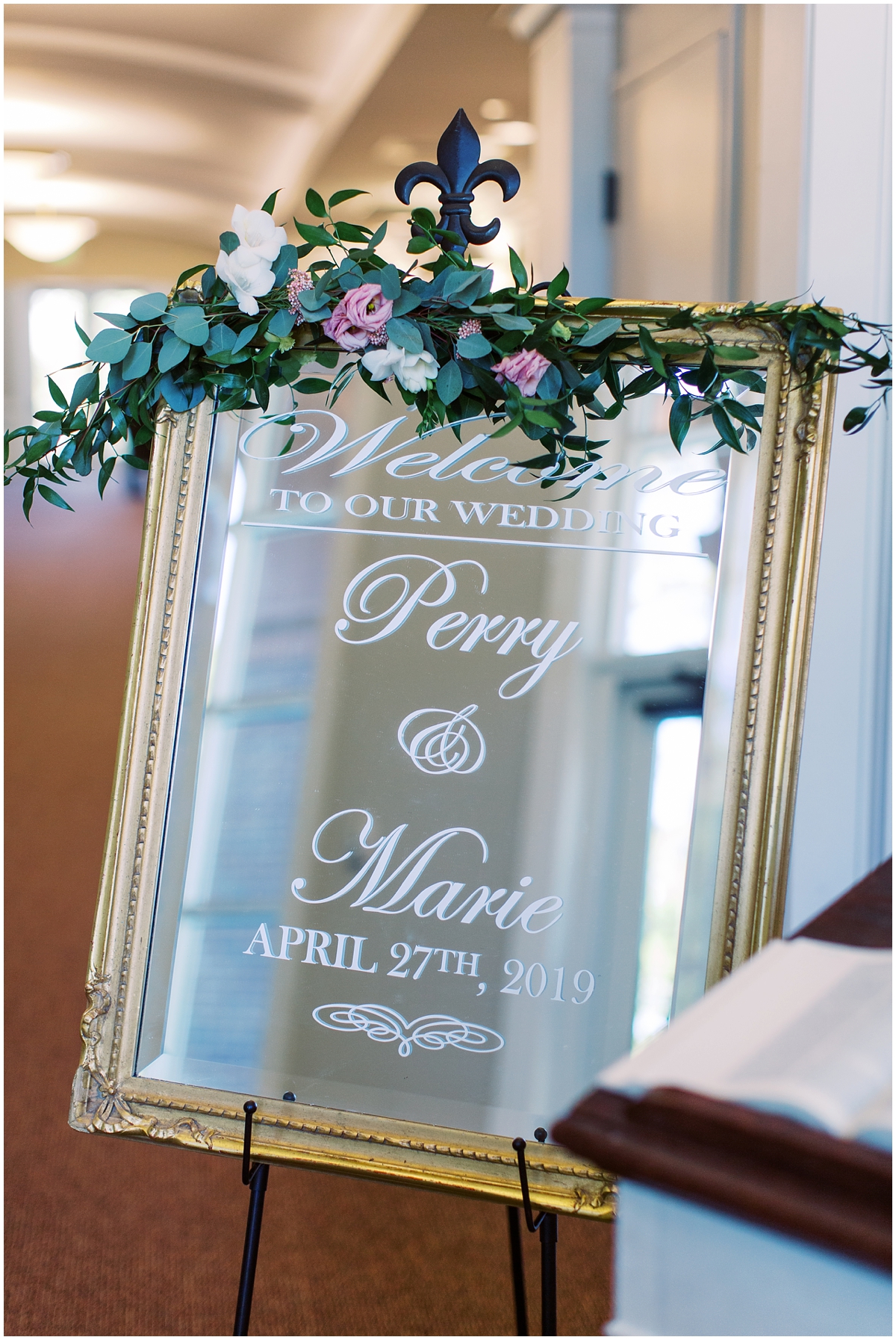 spring wedding welcome sign greenery Charlotte