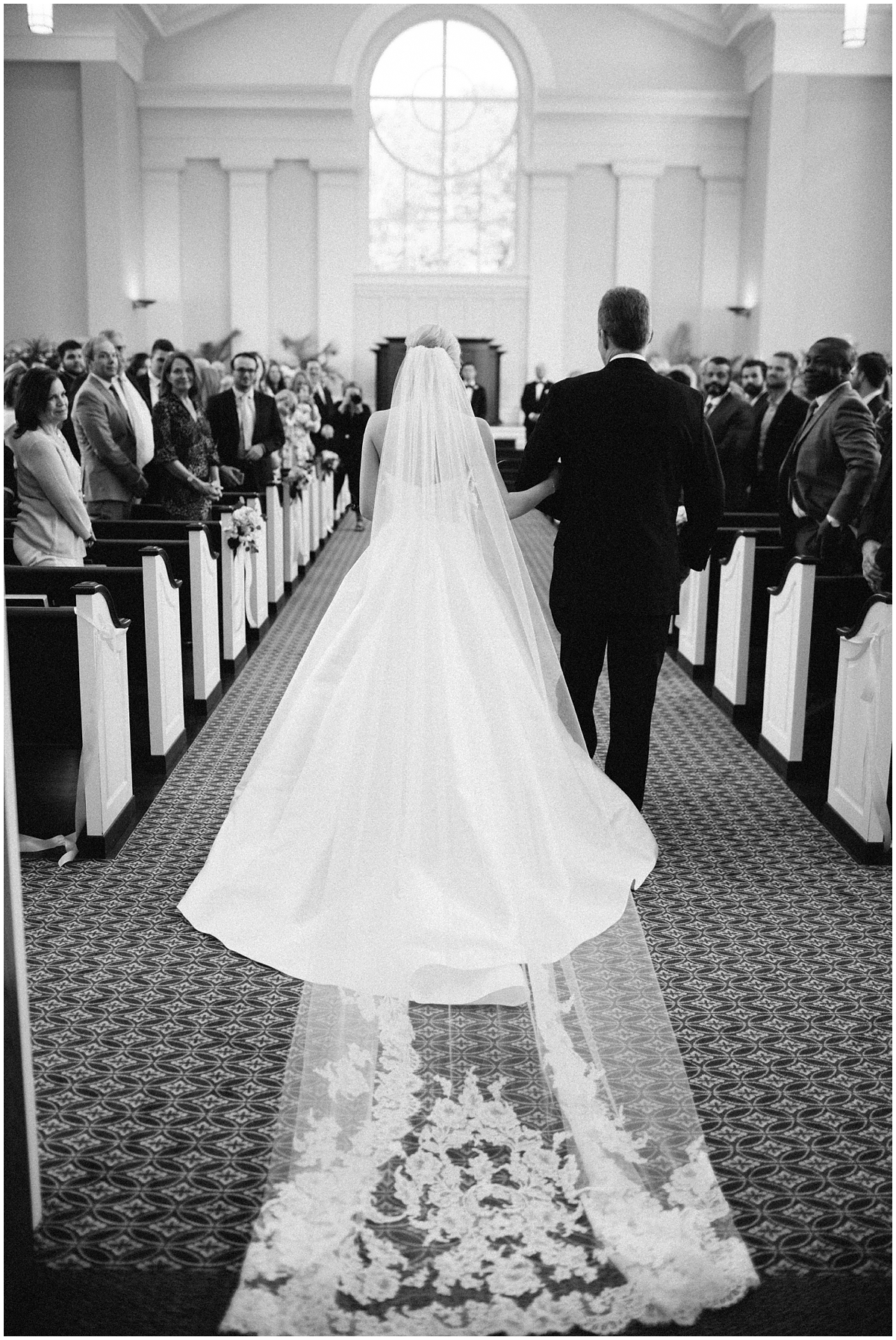 bride father of the bride walk down the aisle church ceremony bridal veil Charlotte NC