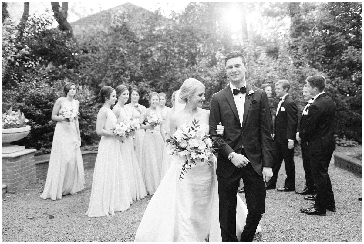 black and white photography bride groom wedding party charlotte nc