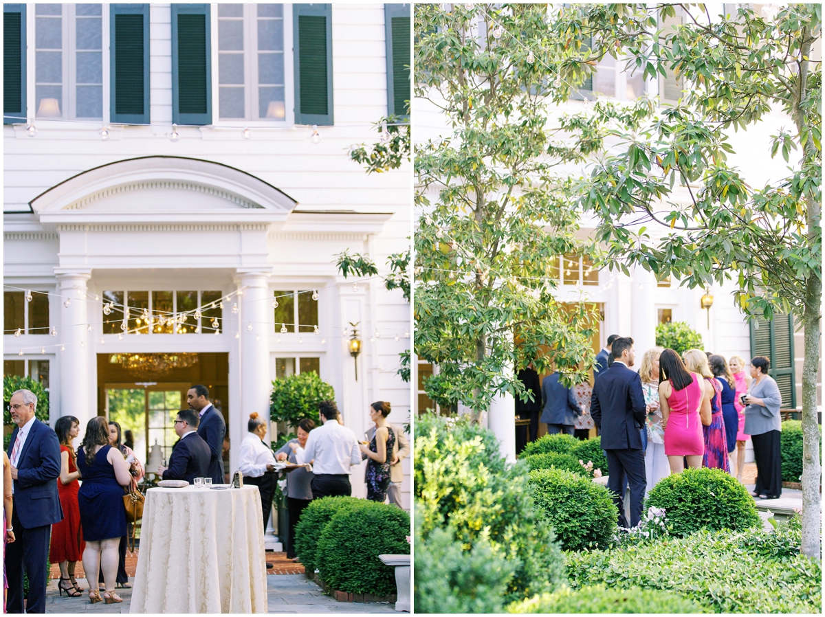 guests gather for wedding reception at Duke Mansion