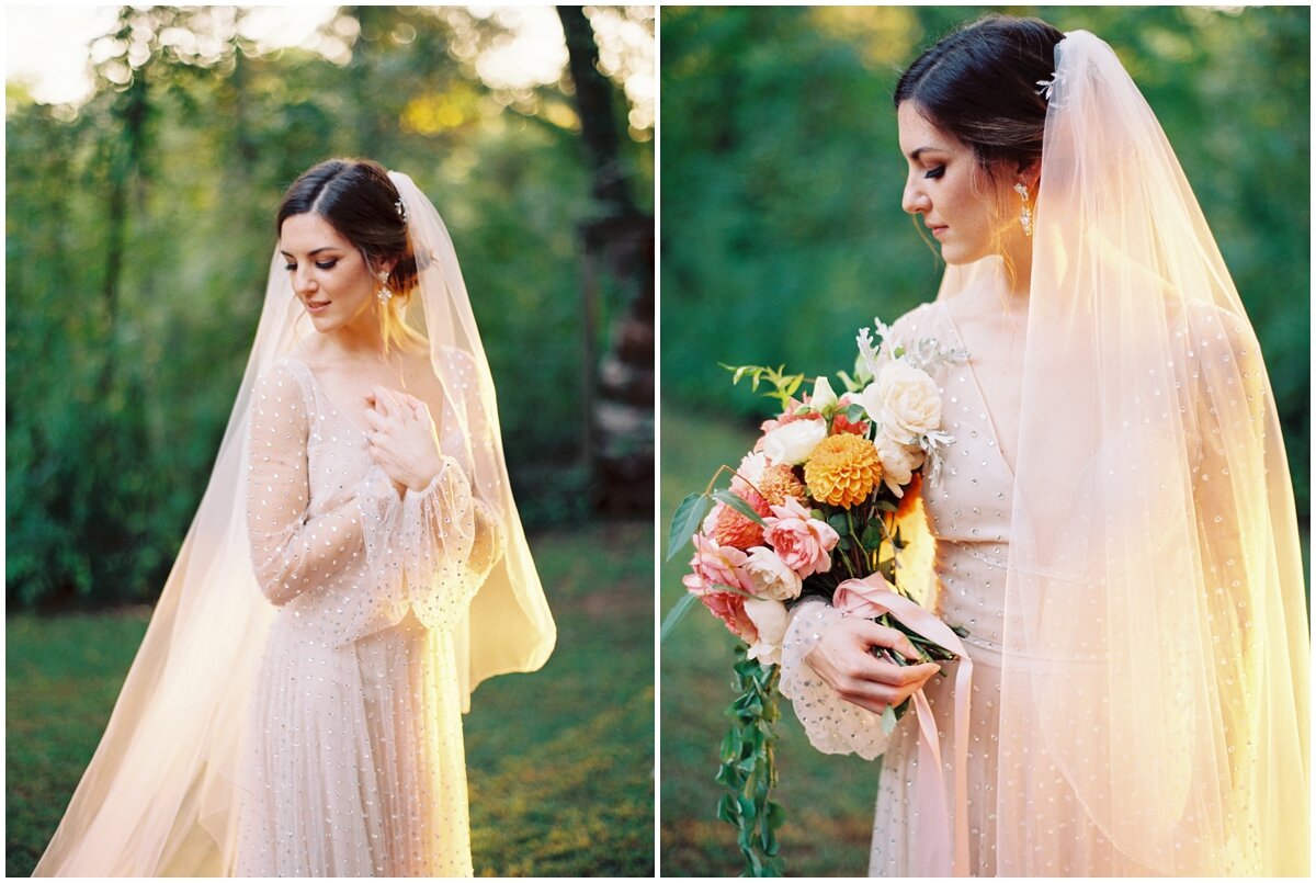 bridal portraits sunset outdoor wedding knoxville tn