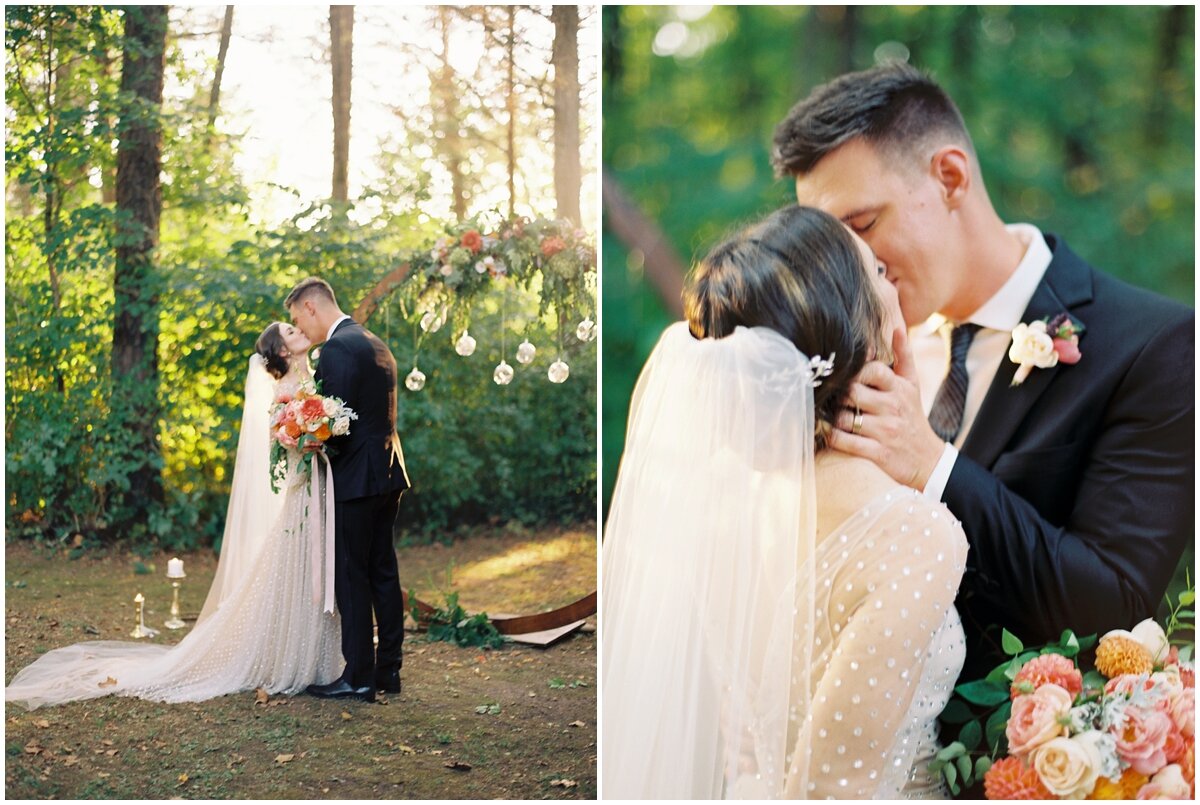 outdoor knoxville wedding ceremony in front of round arch and candles