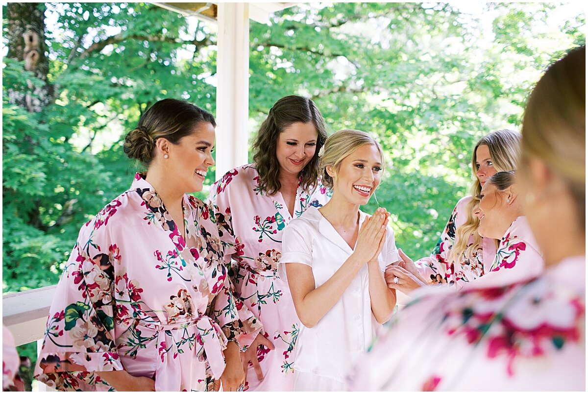 bridesmaids in matching robes