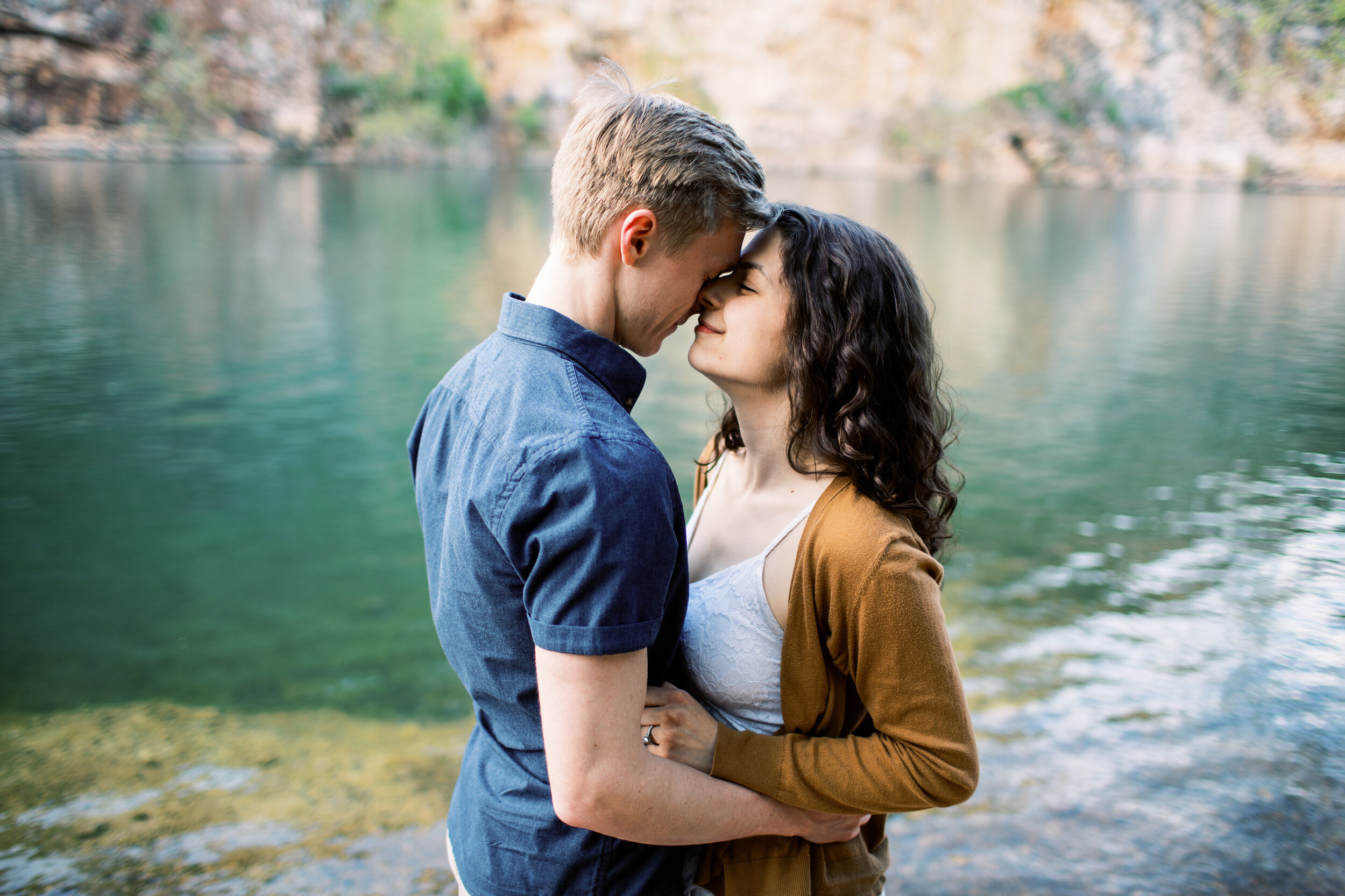 Engagement photos at Meads Quarry in Knoxville
