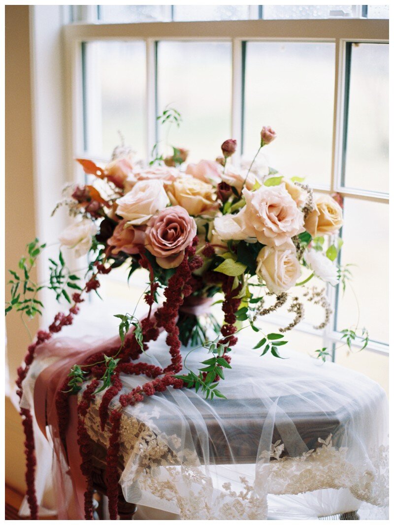 mauve, crimson, ivory, and gold bouquet for fall wedding in knoxville tn