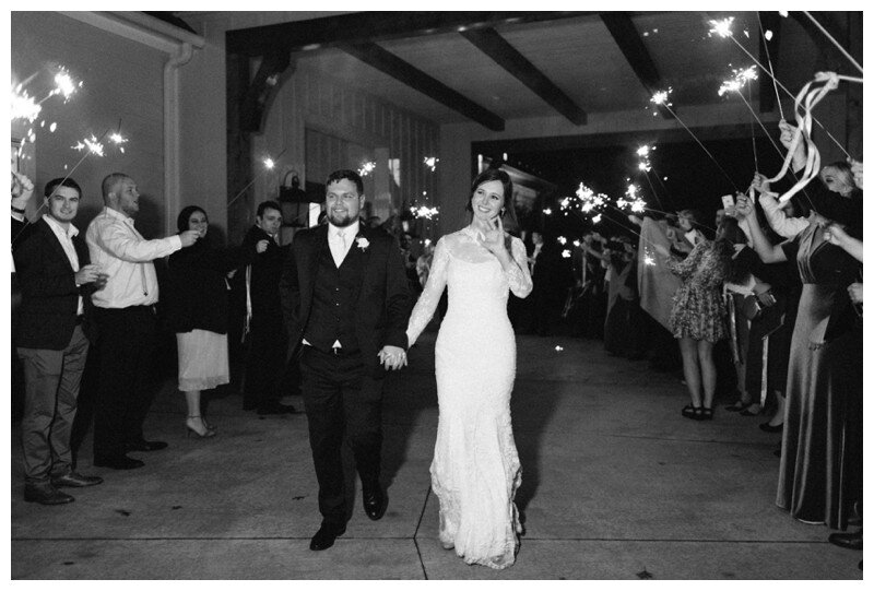 bride and groom departure from wedding reception at Marblegate Farm