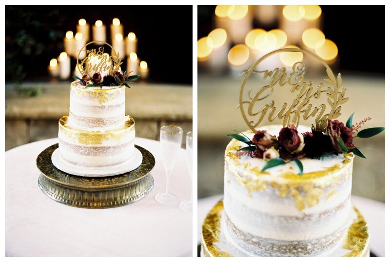 ivory and gold fall wedding cake at Marblegate Farm Knoxville TN