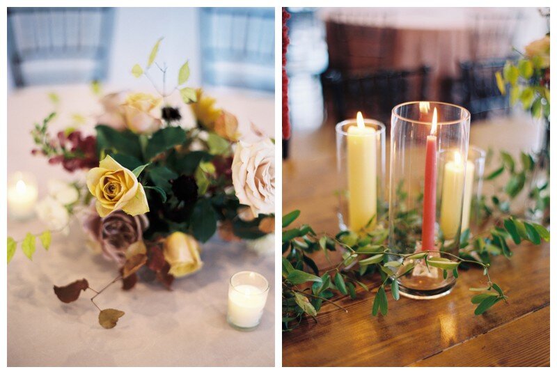 mauve, crimson, ivory, and gold tablescape at Marblegate Farm Knoxville TN