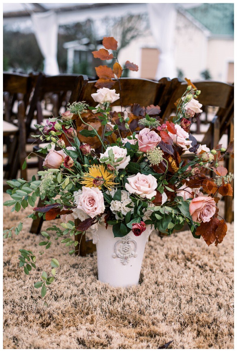 mauve, crimson, ivory, and gold fall florals