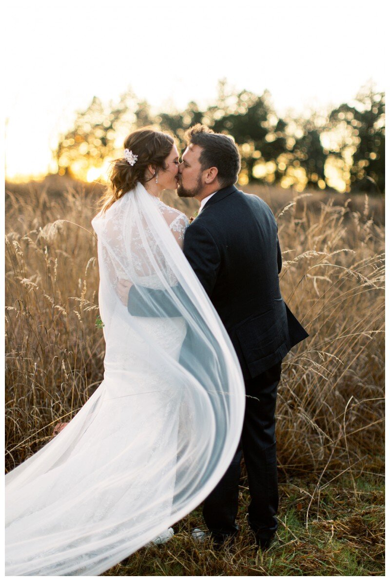 bride and groom sunset portrait  tall grass Marblegate Farm 