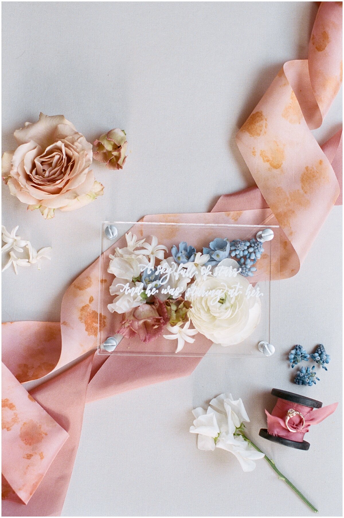 blush and blue Knoxville Bridal Boudoir floral details